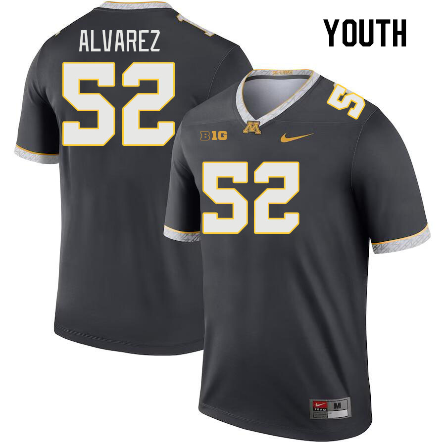 Youth #52 Spencer Alvarez Minnesota Golden Gophers College Football Jerseys Stitched-Charcoal